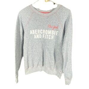 Abercrombie Fitch Women Medium‎ Pullover Sweatshirt Crew Y2K New York 90's Gray